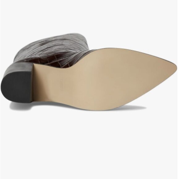 Schutz Maryana Crocodile Embossed Leather Wide Block Boots Dark Brown Sz 9 NWB - Picture 8 of 12